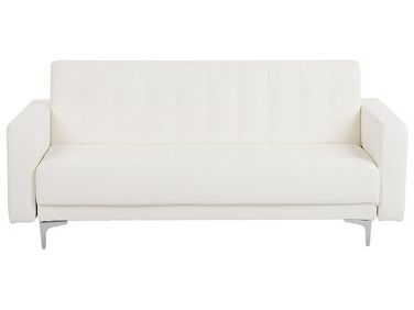 3 Seater Faux Leather Sofa Bed White ABERDEEN