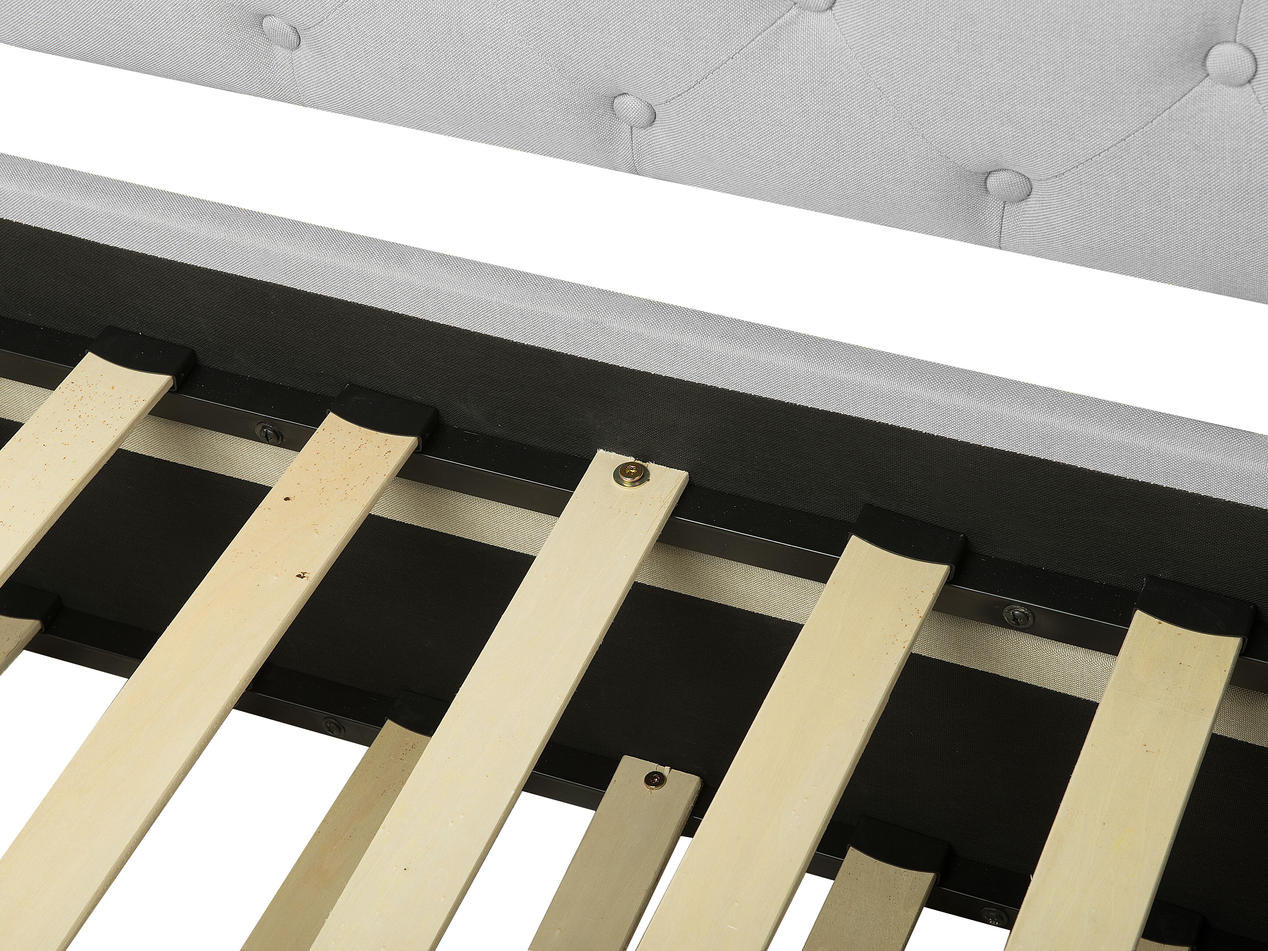 Łóżko wysuwane tapicerowane 80 x 200 cm jasnoszare LIBOURNE