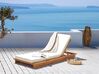Wooden Reclining Sun Lounger with Cushion Off-White GRANARI_871136