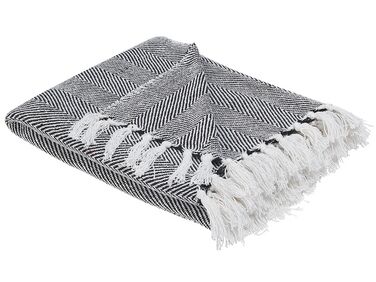 Cotton Blanket 130 x 160 cm Black TANGIER