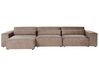 Right Hand 3-Seater Modular Fabric Corner Sofa with Ottoman Brown HELLNAR_912401