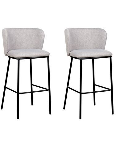Set of 2 Fabric Bar Chairs Grey MINA