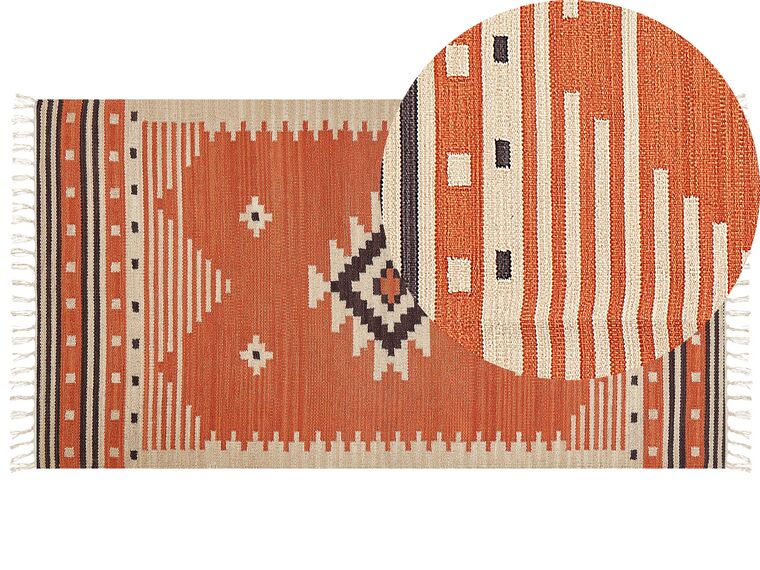 Bavlněný kelimový koberec 80 x 150 cm oranžový GAVAR_869186