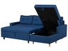 Left Hand Corner Sofa Bed with Storage Navy Blue FLAKK_745779