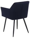 Conjunto de 2 sillas de comedor de terciopelo azul oscuro/negro JASMIN_710919