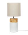 Lampe à poser en céramique blanche et bois clair ALZEYA_822427