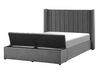 Velvet EU Double Size Bed with Storage Bench Grey NOYERS_777150