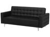 3 Seater Faux Leather Sofa Bed Black ABERDEEN_715737