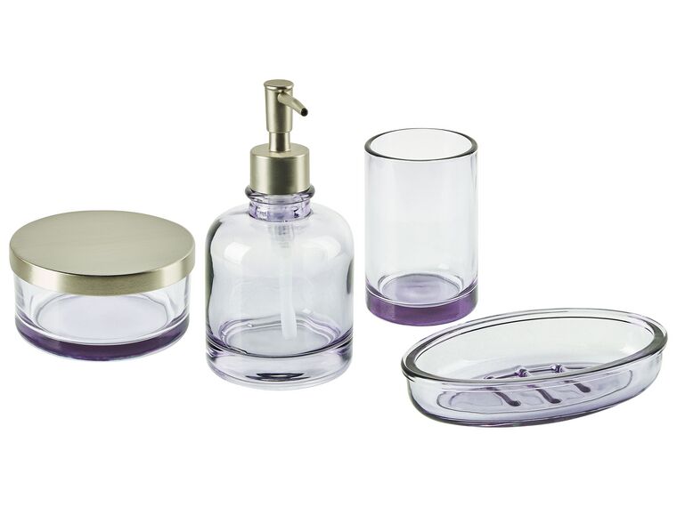 Glass 4-Piece Bathroom Accessories Set Violet TELMA_825203