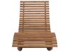 Chaise longue en bois naturel et coussin taupe BRESCIA_746550