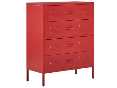 4 Drawer Metal Chest Red ENAGO