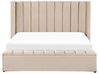 Velvet EU Super King Size Bed with Storage Bench Beige NOYERS_834529