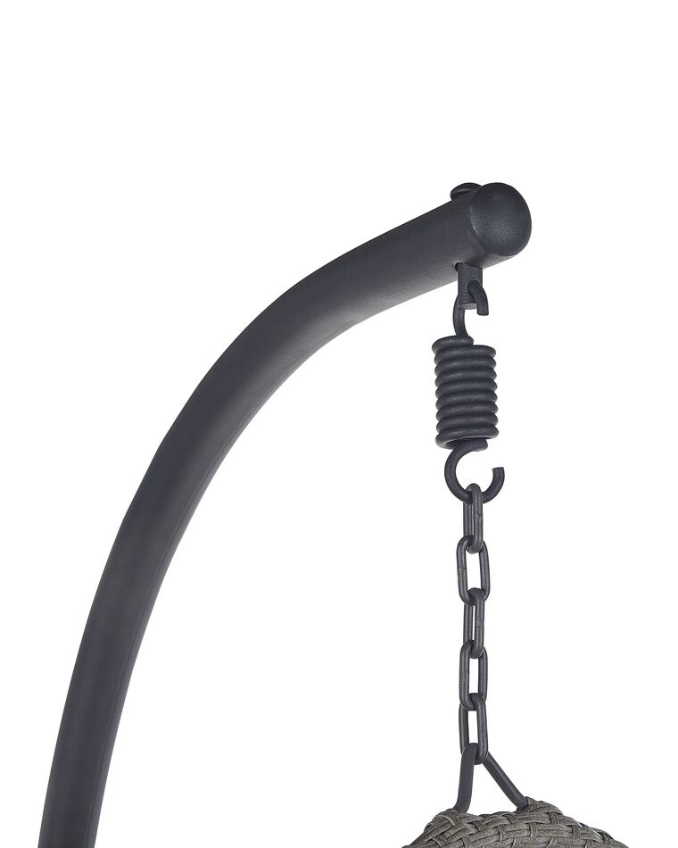 PE Rattan Hanging Chair with Stand Dark Grey SESIA Beliani.co.uk