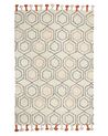 Teppich Baumwolle beige / orange 140 x 200 cm geometrisches Muster Kurzflor HAJIPUR_848807