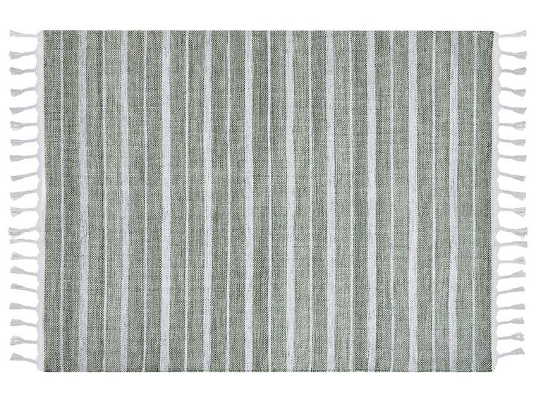 Outdoor Teppich dunkelgrün / weiß 160 x 230 cm Streifenmuster Kurzflor BADEMLI_846538