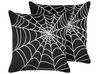 Lot de 2 coussins en velours noir et blanc motif toile d'araignée 45 x 45 cm LYCORIS_830237