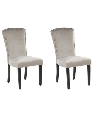 Conjunto de 2 cadeiras de jantar em veludo cinzento PISECO