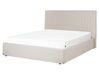 Čalúnená posteľ s úložným priestorom 160 x 200 cm béžová VION_901844