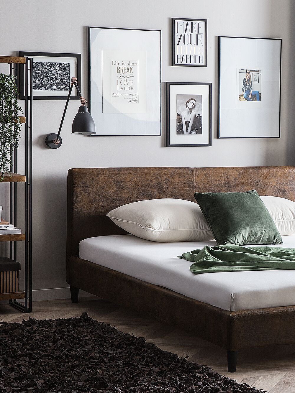 bed leather look bruin 160 x 200 cm fitou gratis levering