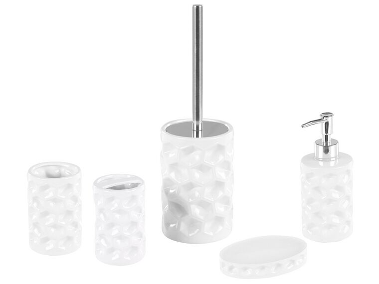 Set de accesorios de baño 5 piezas de cerámica blanca TIRUA_788463