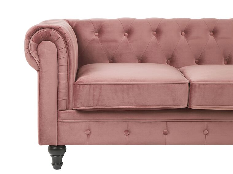 Velvet Living Room Set Pink CHESTERFIELD Beliani.co.uk