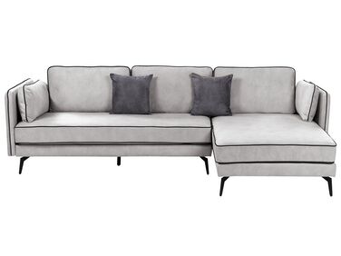 Canapé d'angle côté gauche en velours gris clair ALTAN