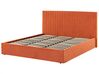 Sametová postel s úložným prostorem 180 x 200 cm oranžová VION_826799