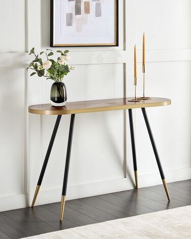 Console Table Dark Wood with Gold RAMONA