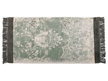 Teppich Viskose grün / beige 80 x 150 cm cm orientalisches Muster Kurzflor AKARSU