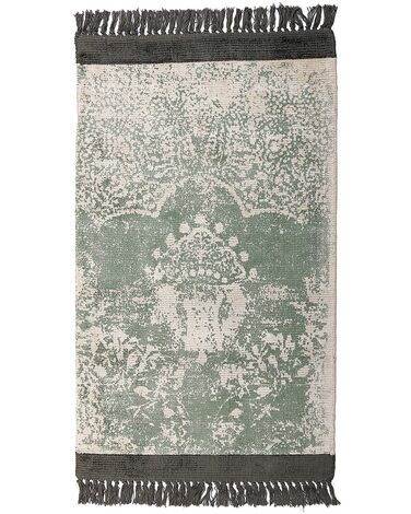Teppich Viskose grün / beige 80 x 150 cm cm orientalisches Muster Kurzflor AKARSU
