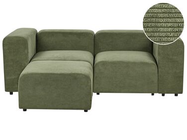 2-Sitzer Sofa Cord grün mit Ottomane FALSTERBO