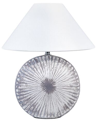 Lámpara de mesa de cerámica/lino gris/blanco 38 cm YUNA