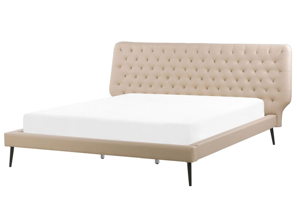 Conjunto de dormitorio en piel sintética beige 180x200 cm ESSONNE
