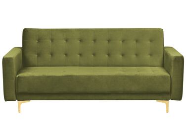 3 Seater Velvet Sofa Bed Green ABERDEEN