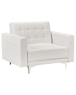 Valkoinen keinonahkaverhoiltu nojatuoli ABERDEEN