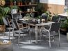 Table de jardin plateau granit noir poli 180 cm 6 chaises en rotin GROSSETO_465033
