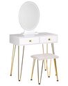 Toaletný stolík s 2 zásuvkami a LED zrkadlom biela/zlatá CAEN_844955