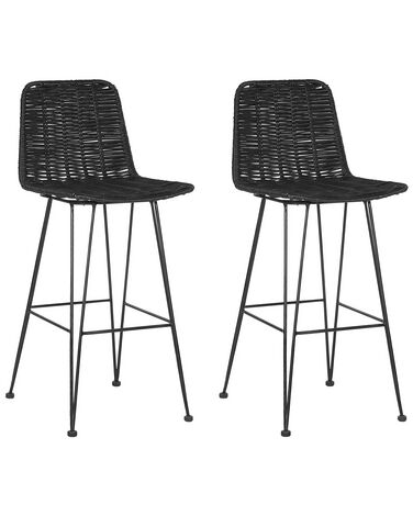 	Conjunto de 2 sillas de bar de ratán negro CASSITA