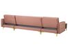 5 Seater U-Shaped Modular Velvet Sofa with Ottoman Pink ABERDEEN_736013