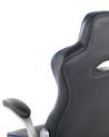 Chaise de bureau en cuir PU noir et bleu MASTER_678802