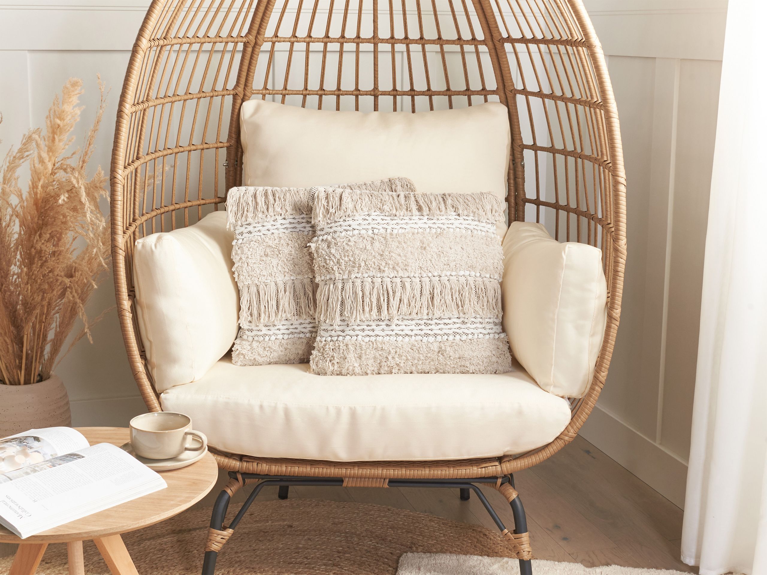 Conjunto de 2 almofadas decorativas 45 x 45 cm creme VILLUR