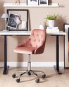 Krzesło biurowe regulowane welurowe różowe PARRISH_867722