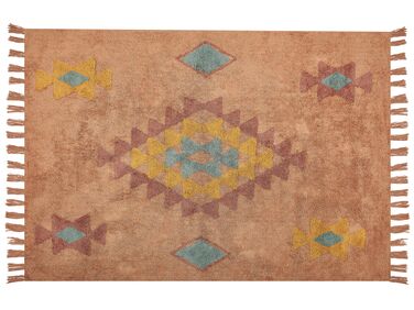 Teppich Baumwolle orange 160 x 230 cm geometrisches Muster IGDIR