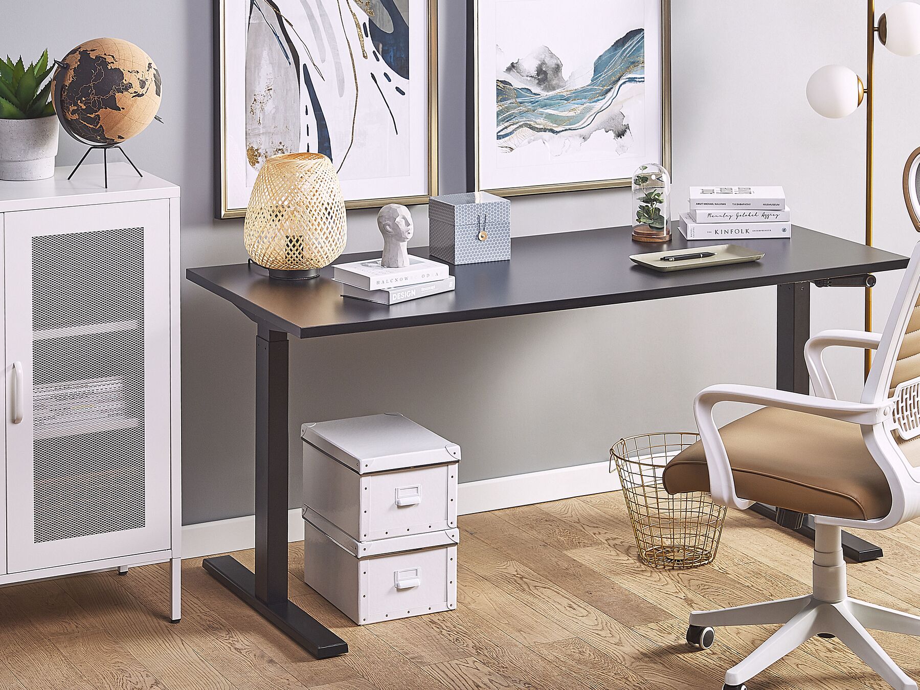 Bureau zwart 180 x 80 cm handmatig in hoogte verstelbaar DESTIN II