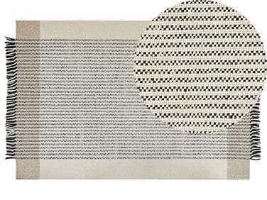 Teppich Wolle beige / schwarz 200 x 300 cm Kurzflor DIVARLI