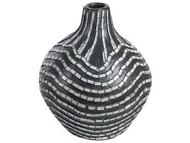 Terracotta Decorative Vase 35 cm Black and White KUALU