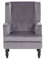Velvet Armchair with Footstool Grey SANDSET_776384