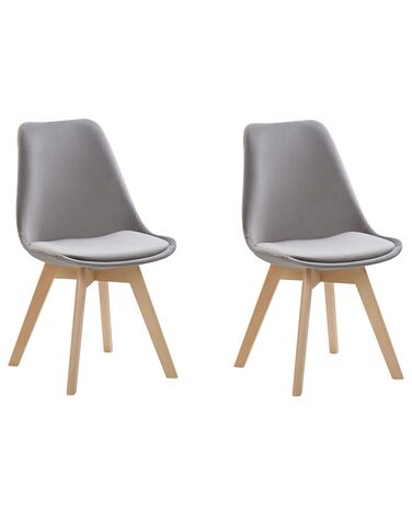 Set of 2 Velvet Dining Chairs Grey DAKOTA II
