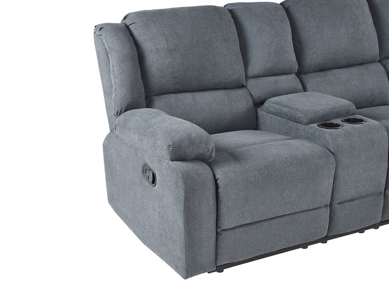 Corner Fabric Manual Recliner Sofa Grey ROKKE Beliani.co.uk