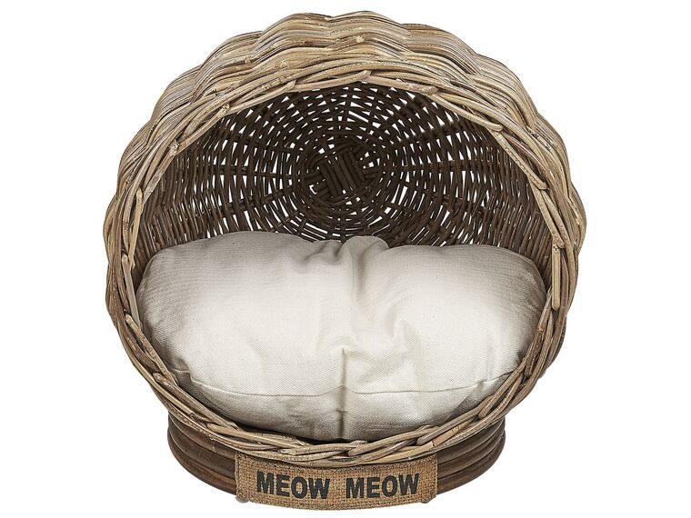 Rattan Cat Bed ø 50 cm Natural MALULLA Beliani.co.uk